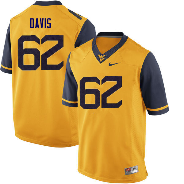 Men #62 Zach Davis West Virginia Mountaineers College Football Jerseys Sale-Yellow - Click Image to Close